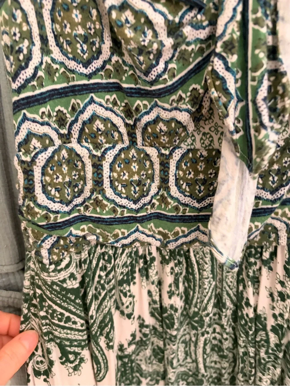 Anthropologie Green and White Printed Maxi Dress - Picture 5 of 6
